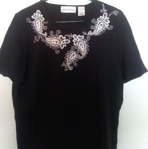 Alford Dunner shirt size Lg black w/ white embroidery